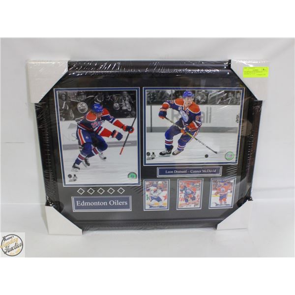 OILERS MCDAVID DRAISAITL FRAMED 23" X 19"