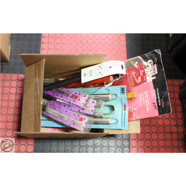 BOX OF NEW OLD STOCK BBQ TOOLS