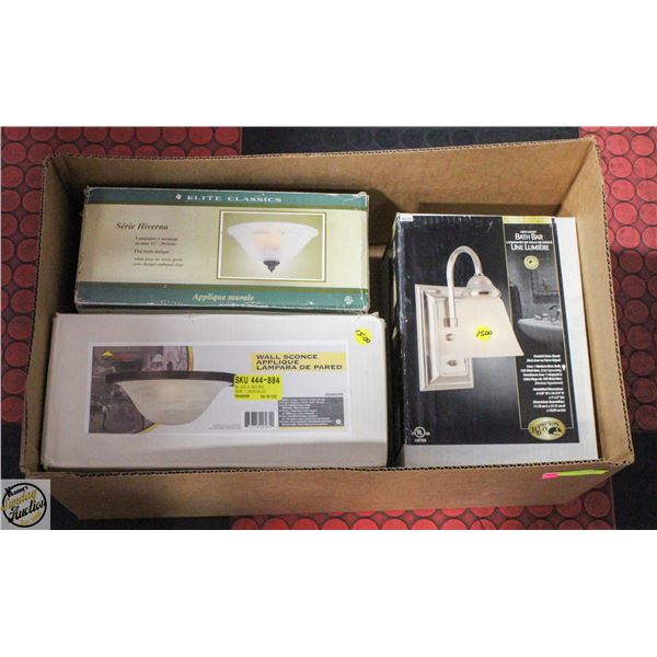 BOX OF NEW OLD STOCK LIGHT FIXTURES