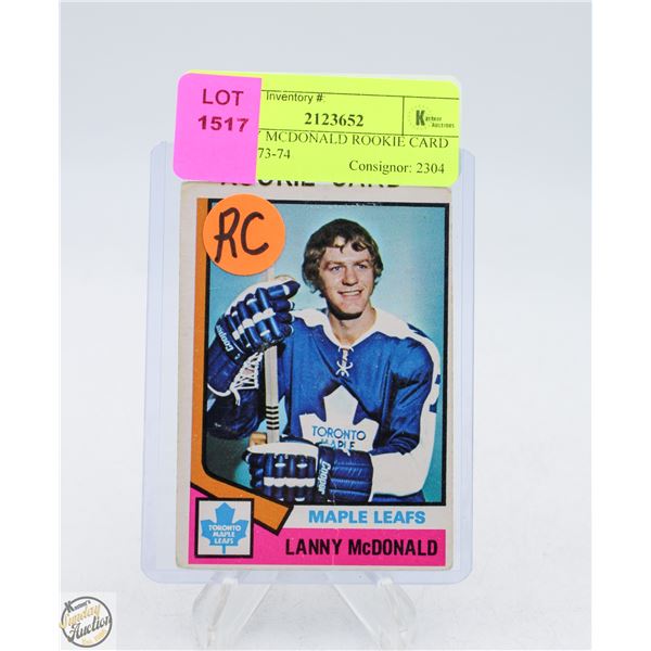 LANNY MCDONALD ROOKIE CARD OPC 1973-74