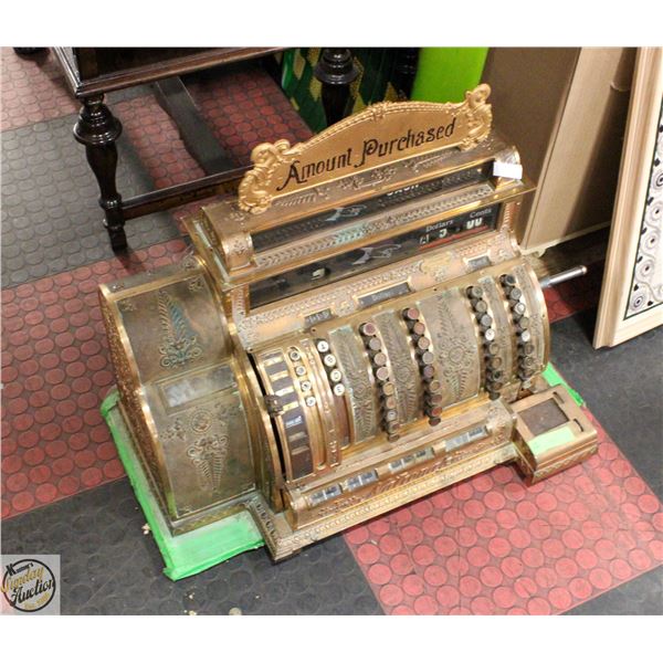ANTIQUE NATIONAL CASH REGISTER ORNATE BRASS