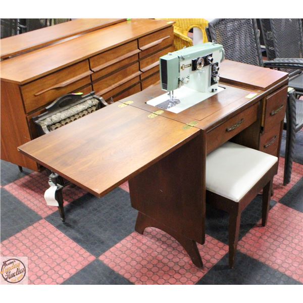 ANTIQUE ZENITH SEWING MACHINE & STAND W/ MATCHING