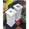 Image 1 : PAIR OF WHITE PILLAR PLANT STANDS 20.5" HIGH