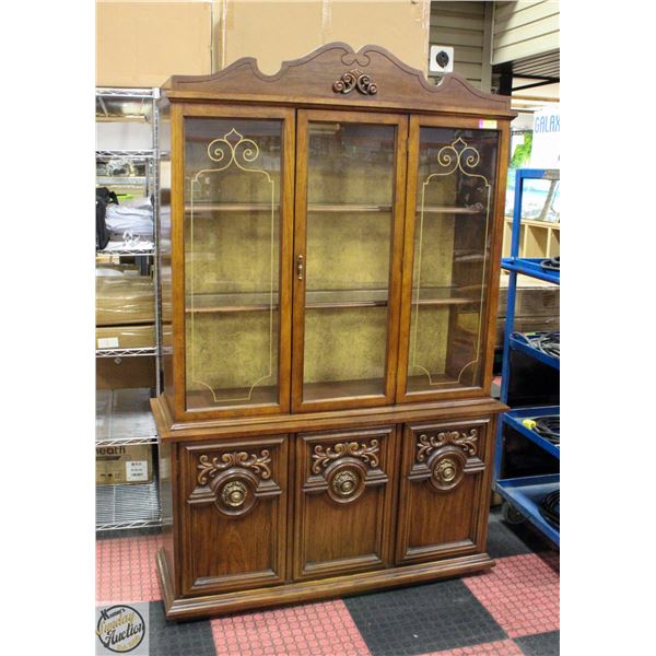 VINTAGE WOOD HUTCH H-76.5" W-16.5" L-50"
