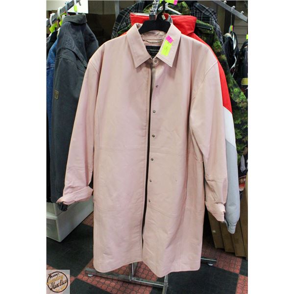 PINK LEATHER COAT SIZE XL
