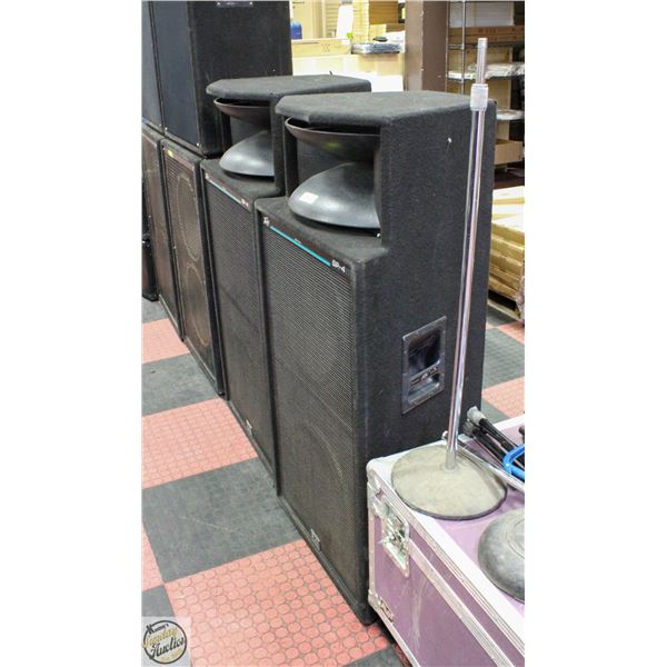 2 PEAVEY (SP-4T1BW) PA SYSTEM SPEAKERS DUAL 15