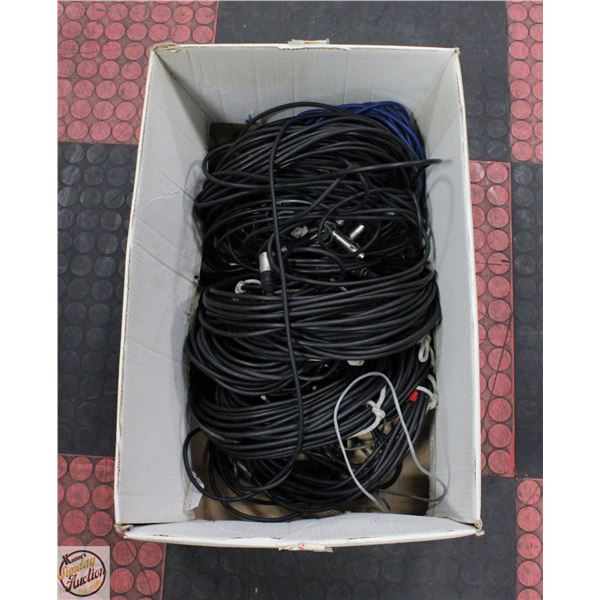 LARGE HEAVY BOX OF MICROPHONE CABLES