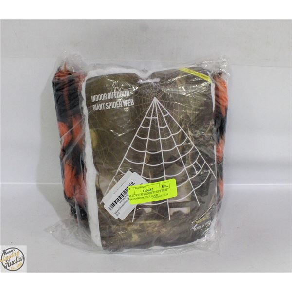 HALLOWEEN SPIDER W/22FT WEB SPIKES+HOOK INCLUDED