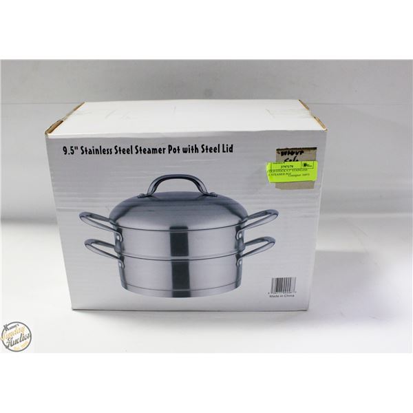 NEW OLD STOCK 9.5" STAINLESS STEEL STEAMER POT