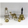 Image 1 : VINTAGE BRASS CAMELS, 3 BRASS BELLS, BRASS EASEL