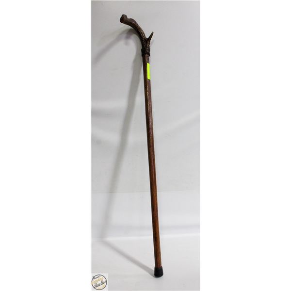 ANTLER HANDLED SCORCHED CHESTNUT WALKING CANE