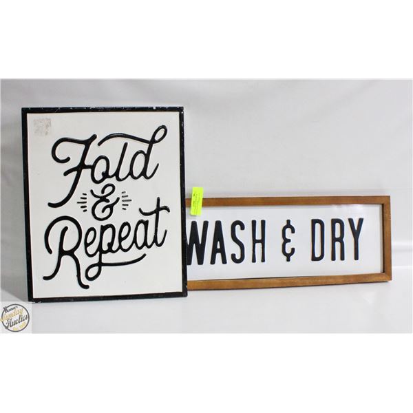 METAL ENAMEL WASH & DRY & FOLD & REPEAT SIGNS
