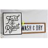 Image 1 : METAL ENAMEL WASH & DRY & FOLD & REPEAT SIGNS