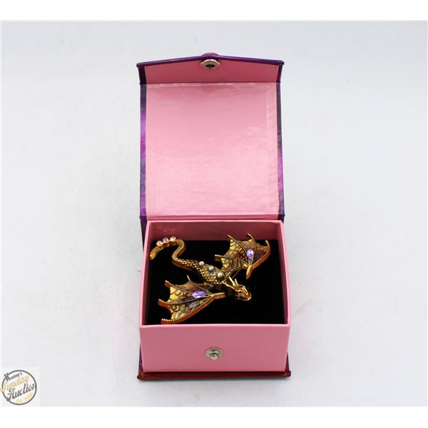 NEW GOLDEN FLYING DRAGON BROOCH PURPLE