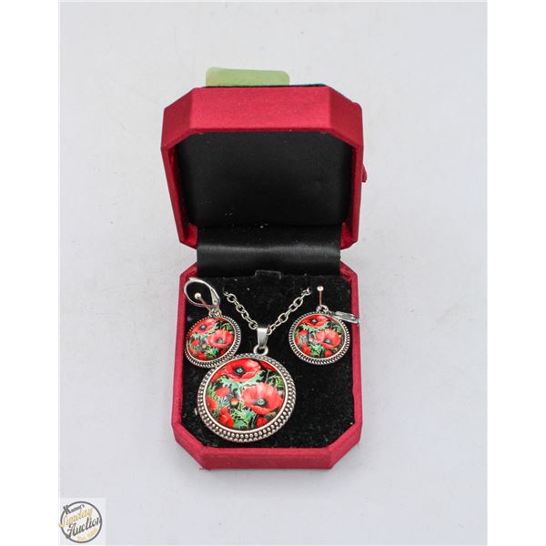 NEE VINTAGE CHIC RED POPPY EARRINGS 1.5” X