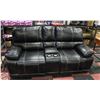 Image 1 : BLACK LEATHERETTE ELECTRIC RECLINING LOVESEAT