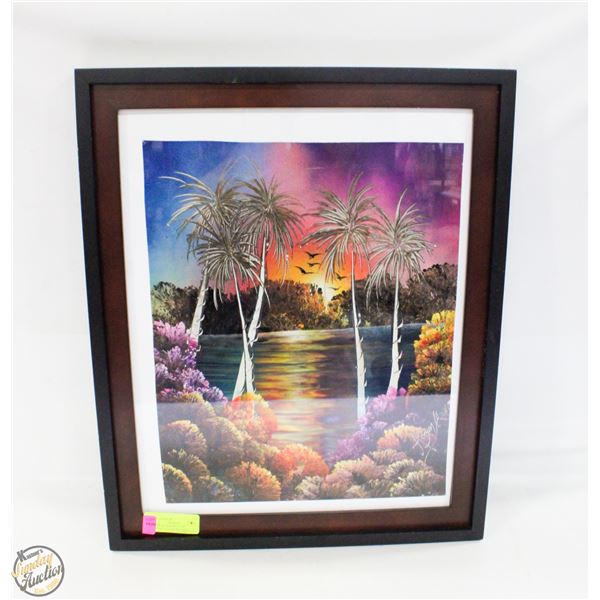 “TROPICAL BEACH SCENE” ABSTRACT COLOURED PRINT