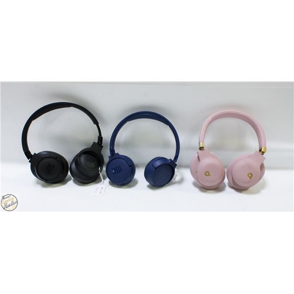 3 JBL OVER EAR HEADPHONES PREVIOUSLY OWNED