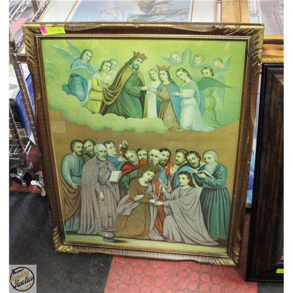 “THE HOLY RESURRECTION” OLD PRINT ON CANVAS