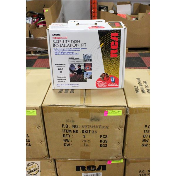 NEW CASE OF 3 RCA SATELLITE DISH INSTALLATION KITS