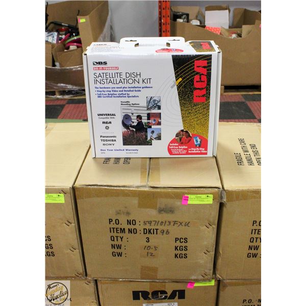 NEW CASE OF 3 RCA SATELLITE DISH INSTALLATION KITS