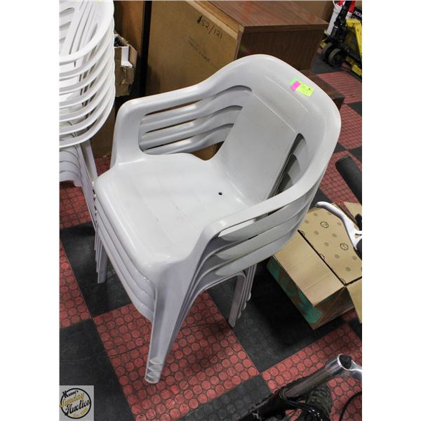 4 GRAY PLASTIC PATIO CHAIRS