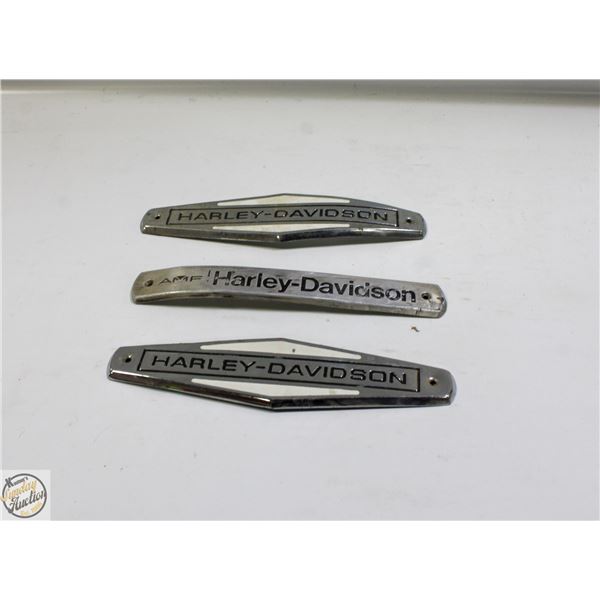 THREE HARLEY DAVIDSON EMBLEMS