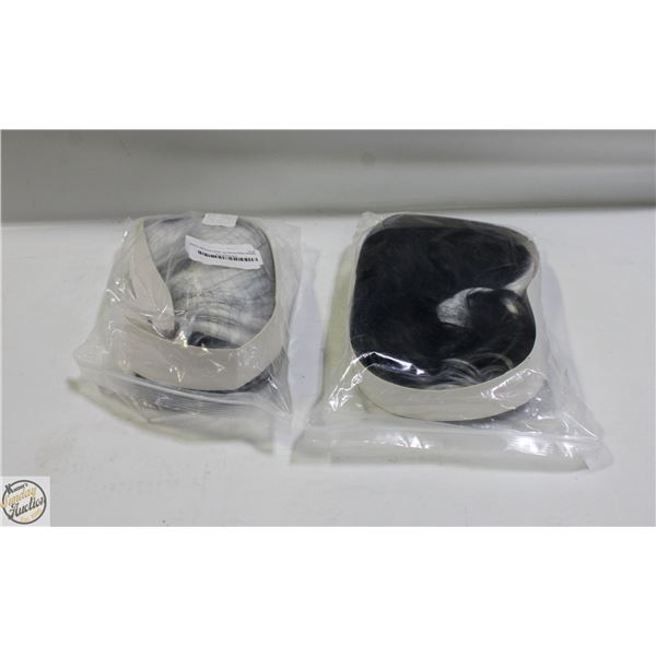 2X BLACK AND WHITE WIGS