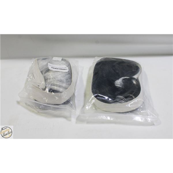 2X BLACK AND WHITE WIGS