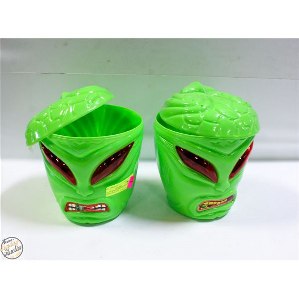 2 ALIEN HEAD LIGHT UP SPANISH CANDY DISPLAYS