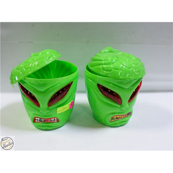 2 ALIEN HEAD LIGHT UP SPANISH CANDY DISPLAYS