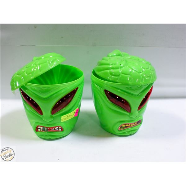 2 ALIEN HEAD LIGHT UP SPANISH CANDY DISPLAYS
