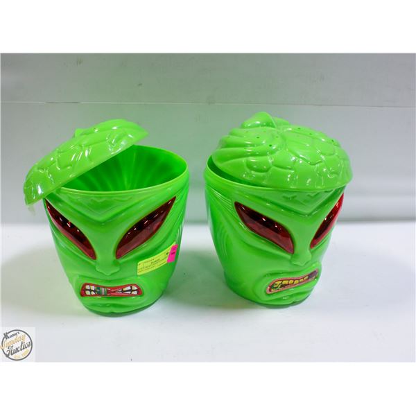 2 ALIEN HEAD LIGHT UP SPANISH CANDY DISPLAYS