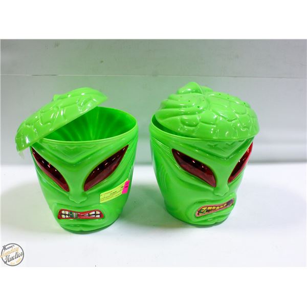 2 ALIEN HEAD LIGHT UP SPANISH CANDY DISPLAYS