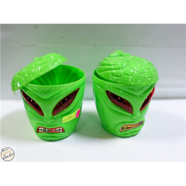 2 ALIEN HEAD LIGHT UP SPANISH CANDY DISPLAYS