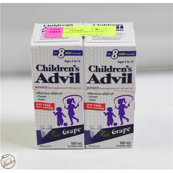 (2) NEW SEALED CHILDRENS ADVIL GRAPE