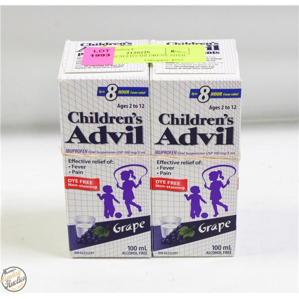 (2) NEW SEALED CHILDRENS ADVIL GRAPE