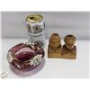 Image 1 : 2 WOODEN CARVED CANDLE HOLDERS +