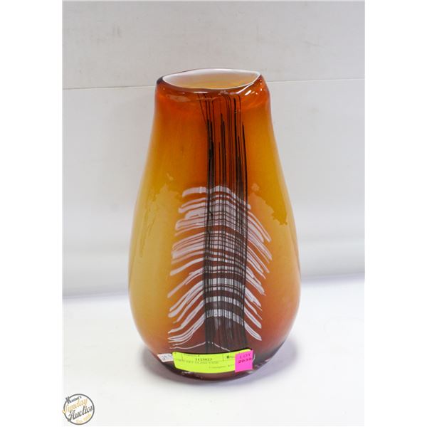 BLOWN ART GLASS VASE H-10.5"