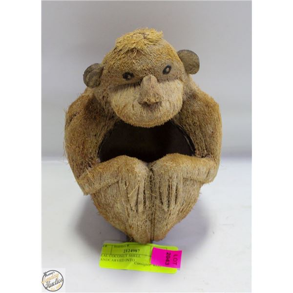 REAL COCONUT SHELL H-8" HANDCARVED INTO