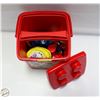 Image 1 : RED LEGO BIN WITH ASSORTED TOYS