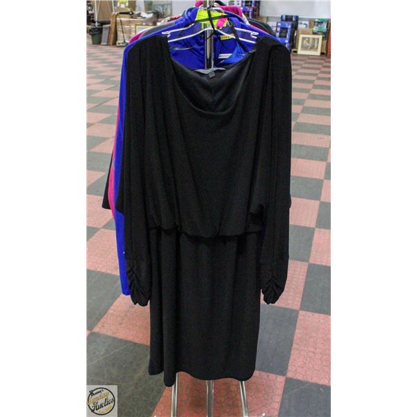 NEW NOIR 1X LADIES BLACK LONG SLEEVE DRESS