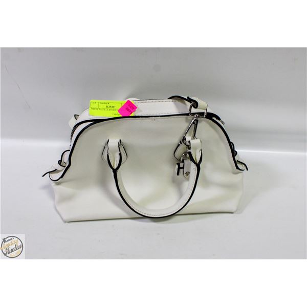 WHITE FAUX LEATHER HANGBAG