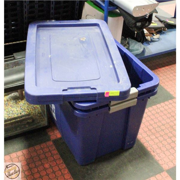 LOT OF BLUE STORAGE TOTES & LIDS