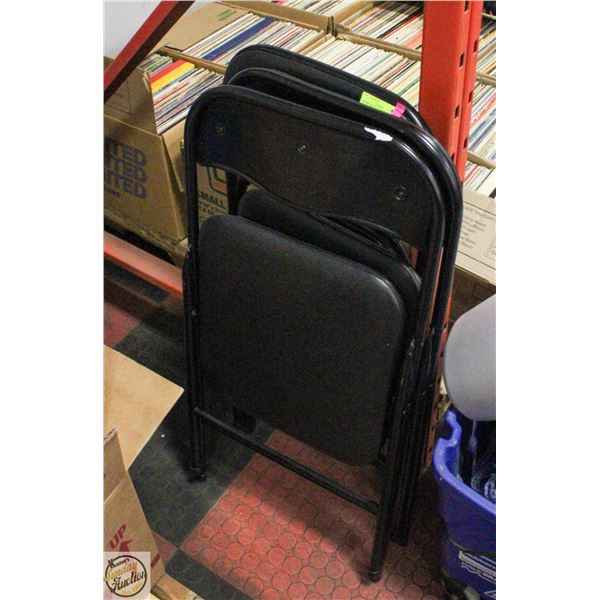 LOT OF 3 BLACK PADDED FOLDING CHAIRS