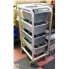Image 1 : ALUMINIUM FRAME PLASTIC BIN SHELF ON WHEELS