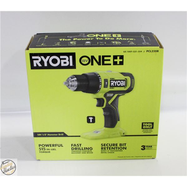 NEW RYOBI ONE 18 VOLT 1/2 HAMMER DRILL MODEL