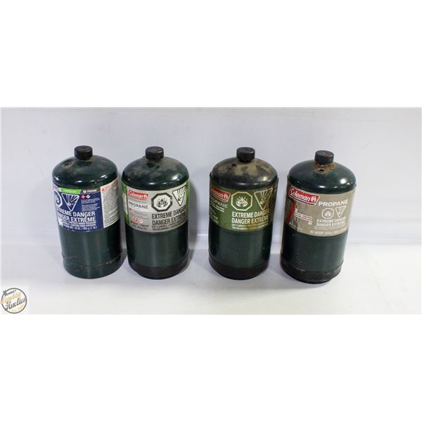 LOT OF 4 MINI GREEN PROPANE TANKS