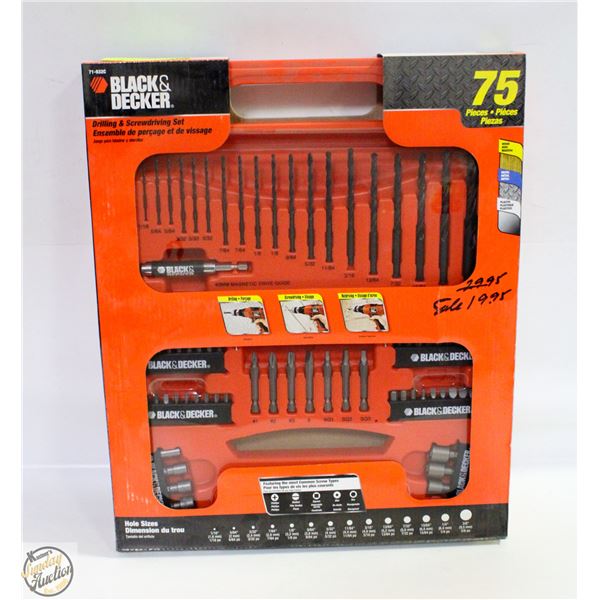 NEW OLD STOCK B&D 75 PIECE DRILLING & SCREWDRIVING