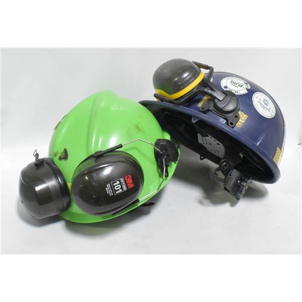 2 PREVIOUSLY OWNED WORK HARD HATS WITH
